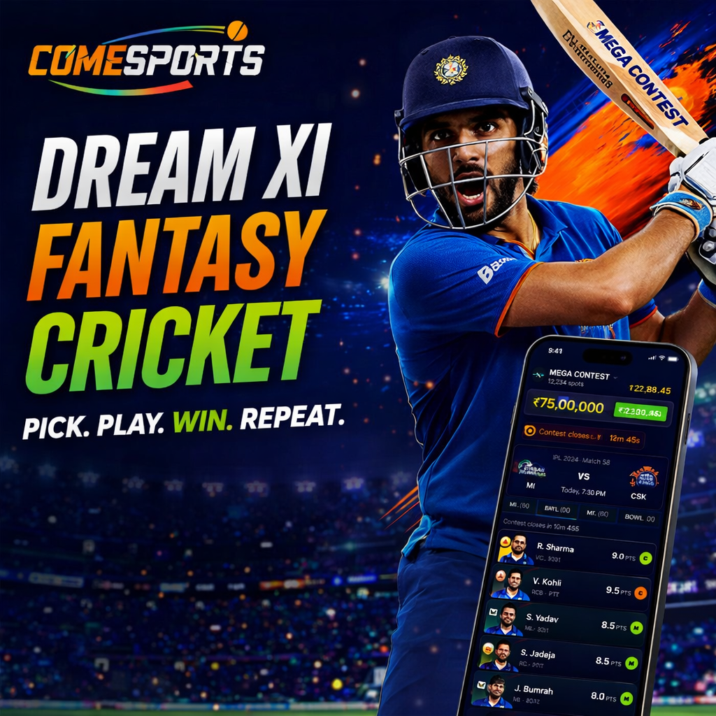 Come Sports Dream XI fantasy cricket ad visual